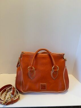 Authentic Dooney and Bourke Florentine Edge Satchel - "Savannah" Medium - Orange